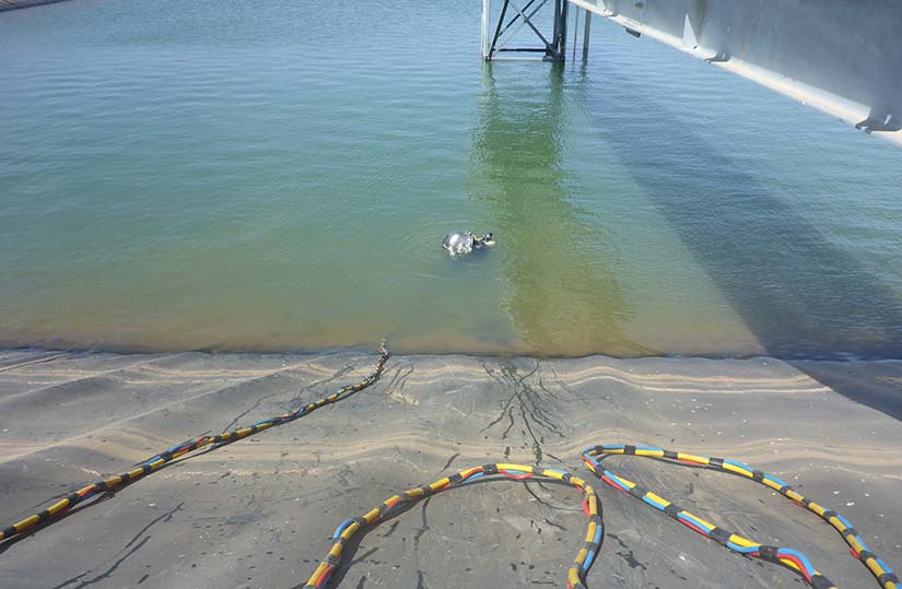 Diver in bulk water storage tank